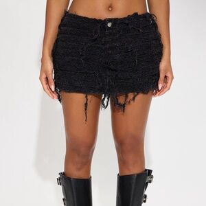 NWT Black Distressed Denim Mini Skirt